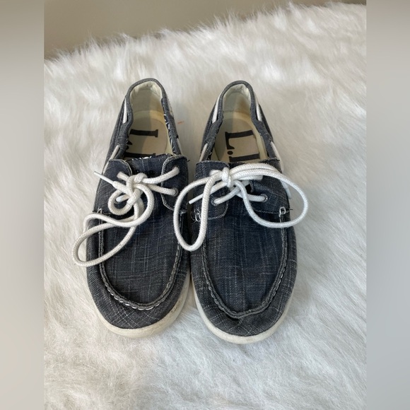 LL Bean Casual canvas Gray Boat Shoes with White Laces - Picture 8 of 13